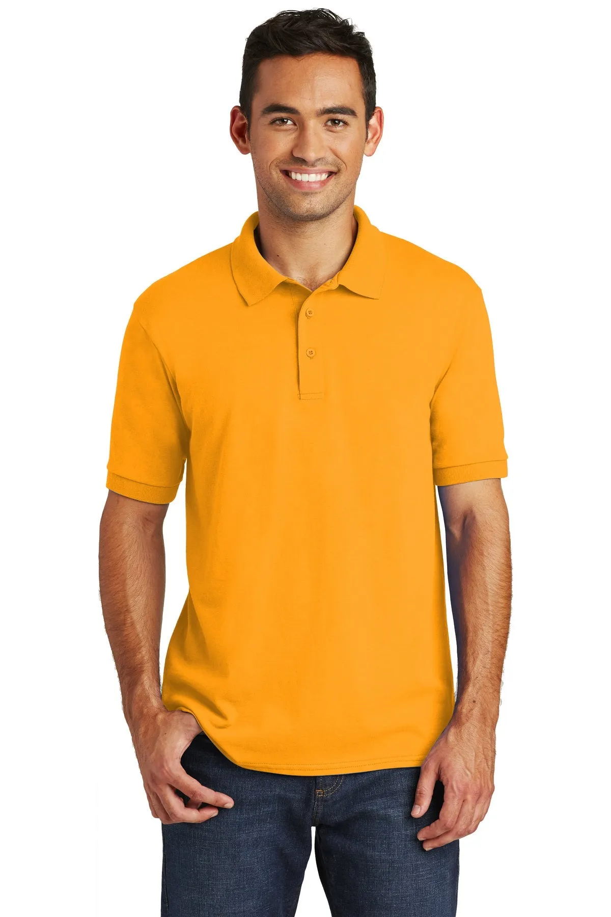 Port & Company Branded Jersey Knit Polos, Gold