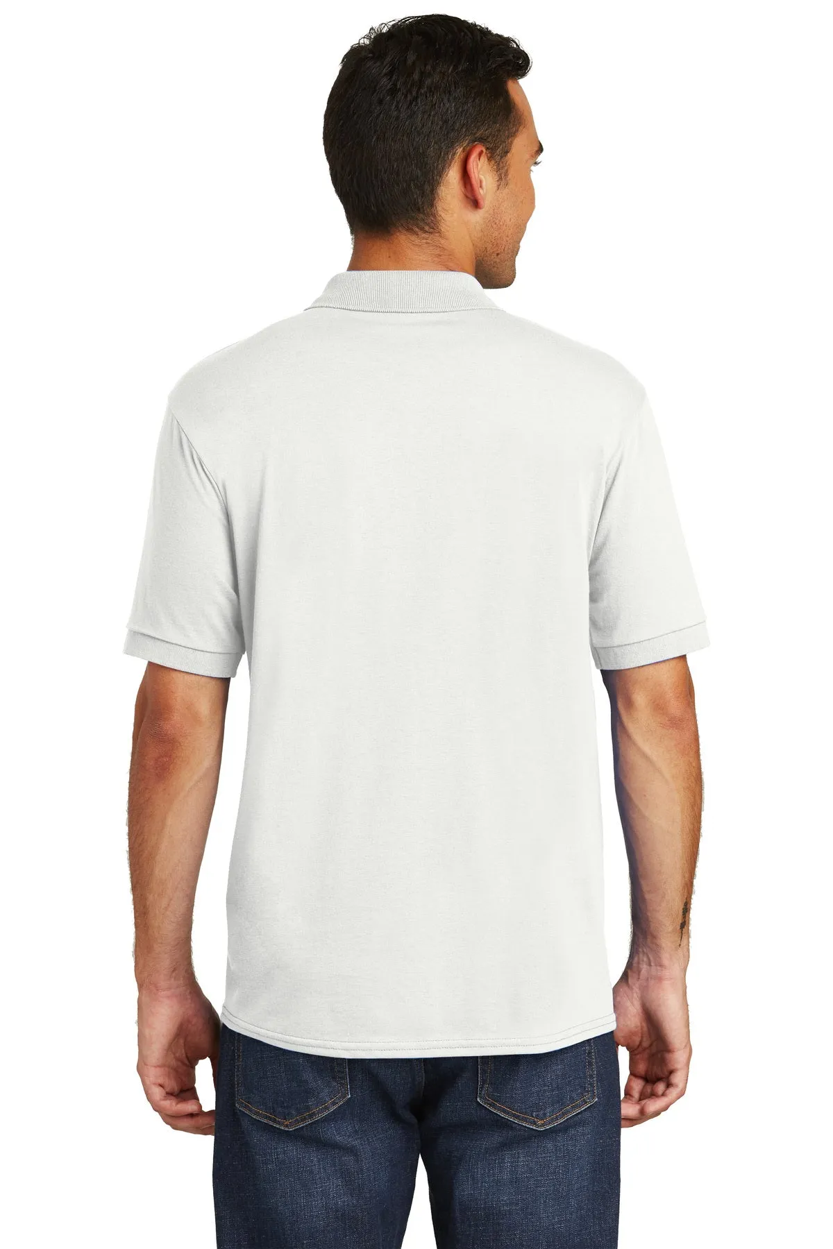 Port & Company Customized Jersey Knit Polos, White