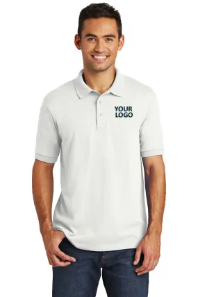 Port & Company Customized Jersey Knit Polos, White