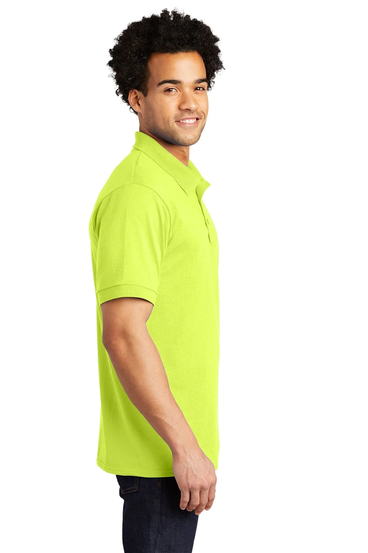 Port & Company Tall Jersey Knit Branded Polos, Safety Green