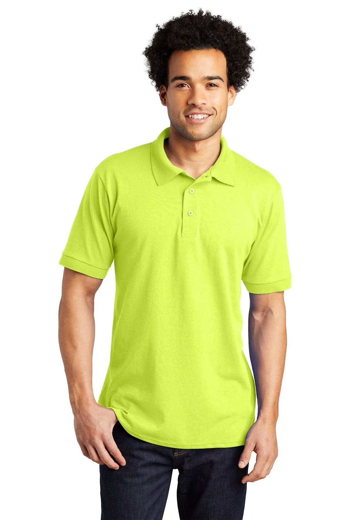 Port & Company Tall Jersey Knit Branded Polos, Safety Green