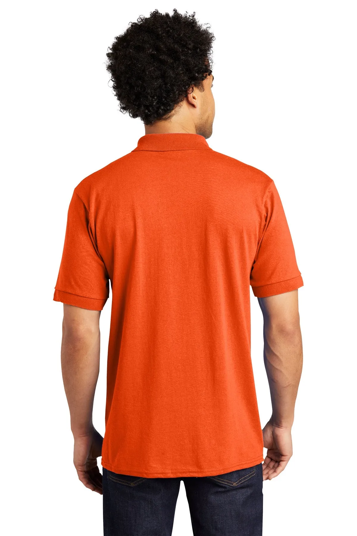 Port & Company Tall Jersey Knit Branded Polos, Safety Orange