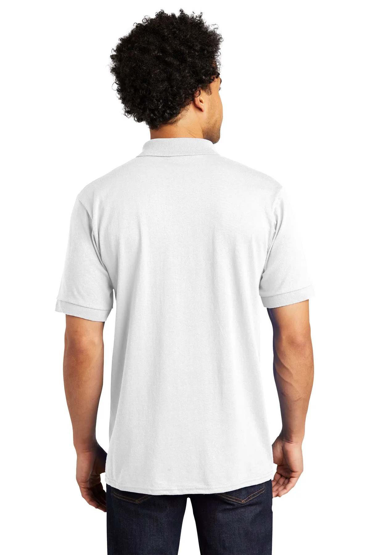 Port & Company Tall Jersey Knit Branded Polos, White