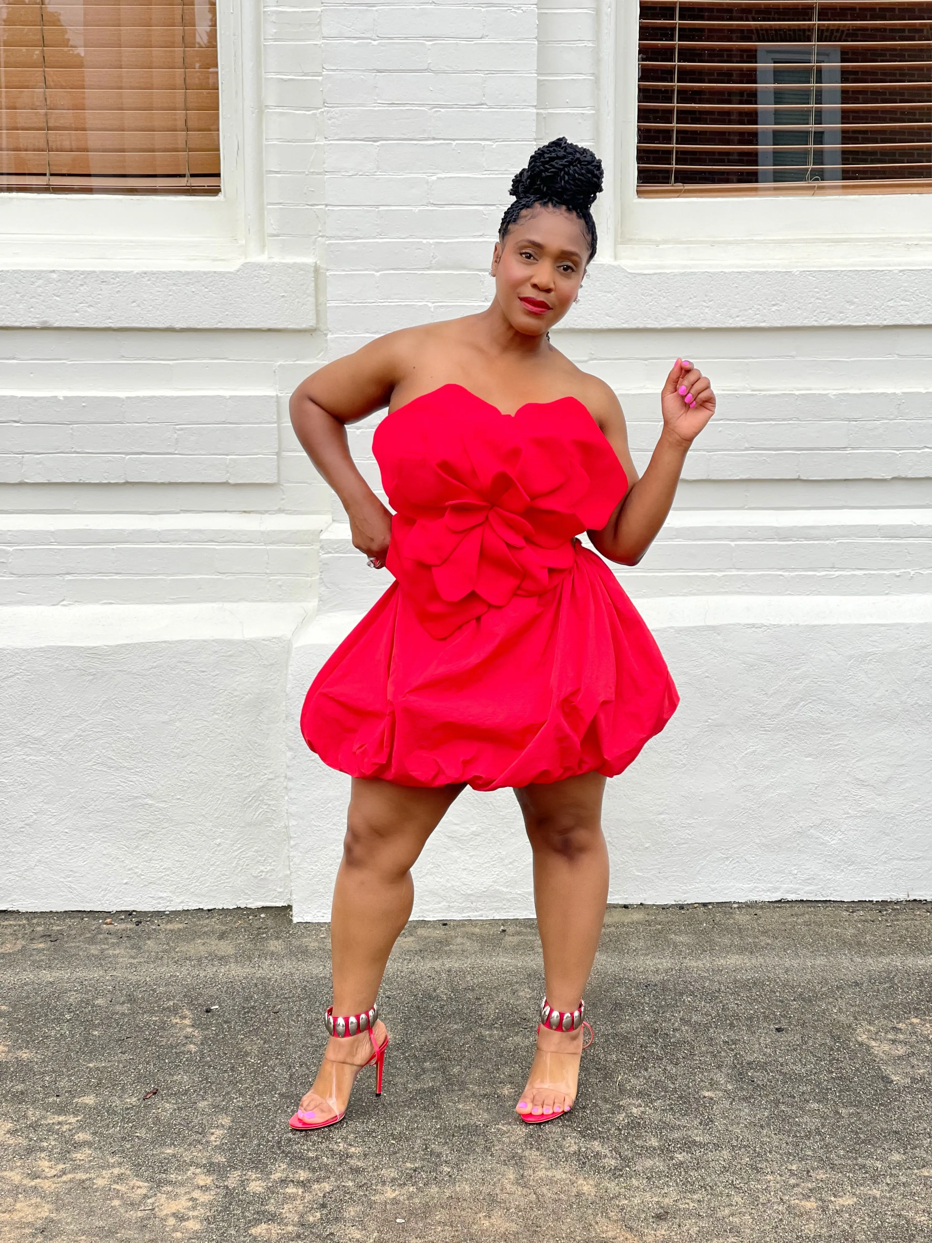 Puffball Red Mini Skirt