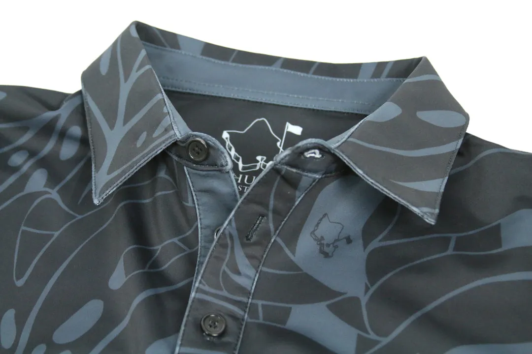 "Monstera 2.0" Obsidian Black - OGA Men's Polo - Black