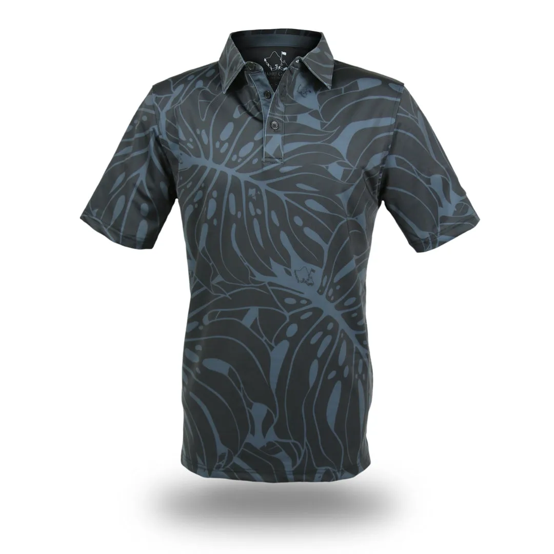 "Monstera 2.0" Obsidian Black - OGA Men's Polo - Black