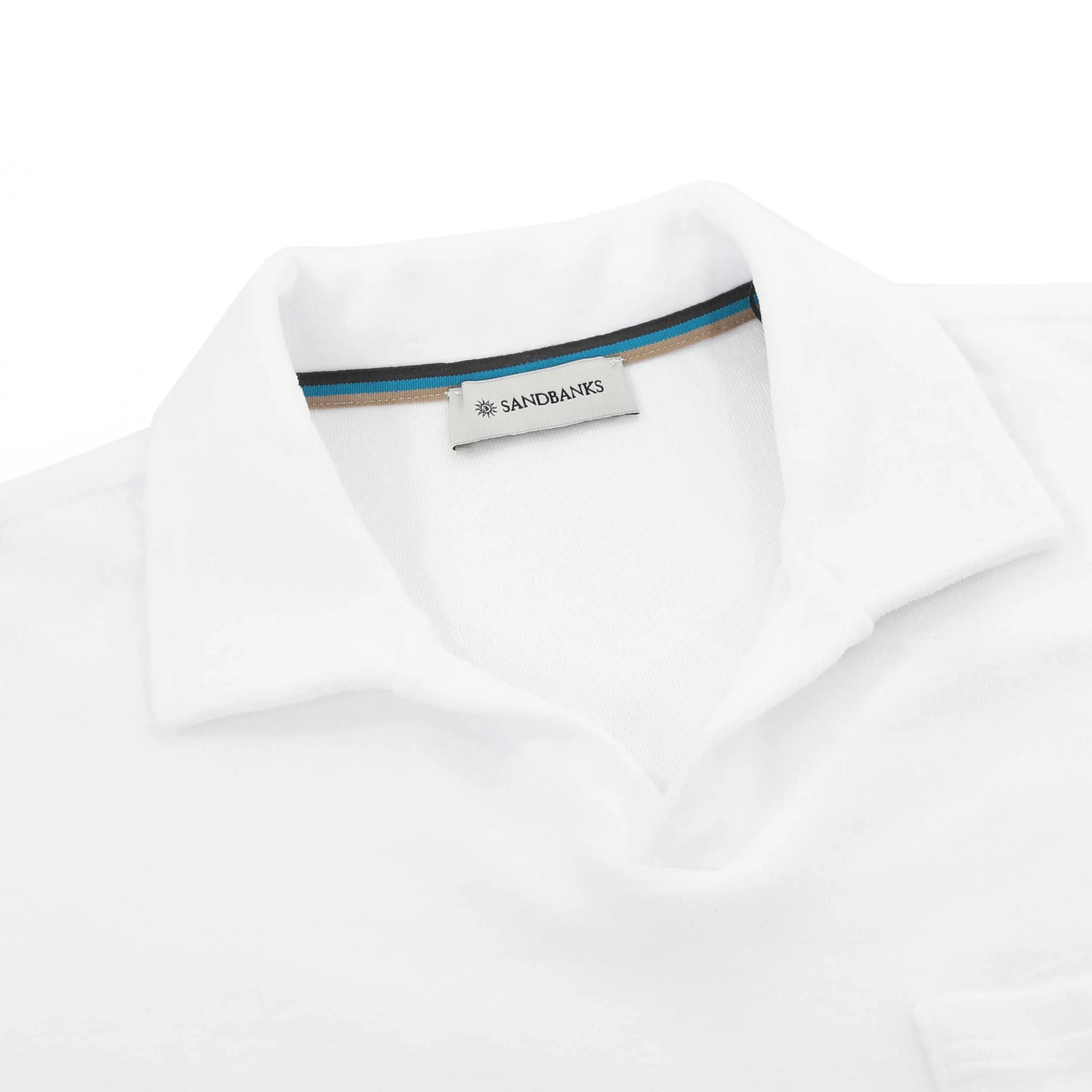 Sandbanks Resort Terry Towelling Polo Shirt in White