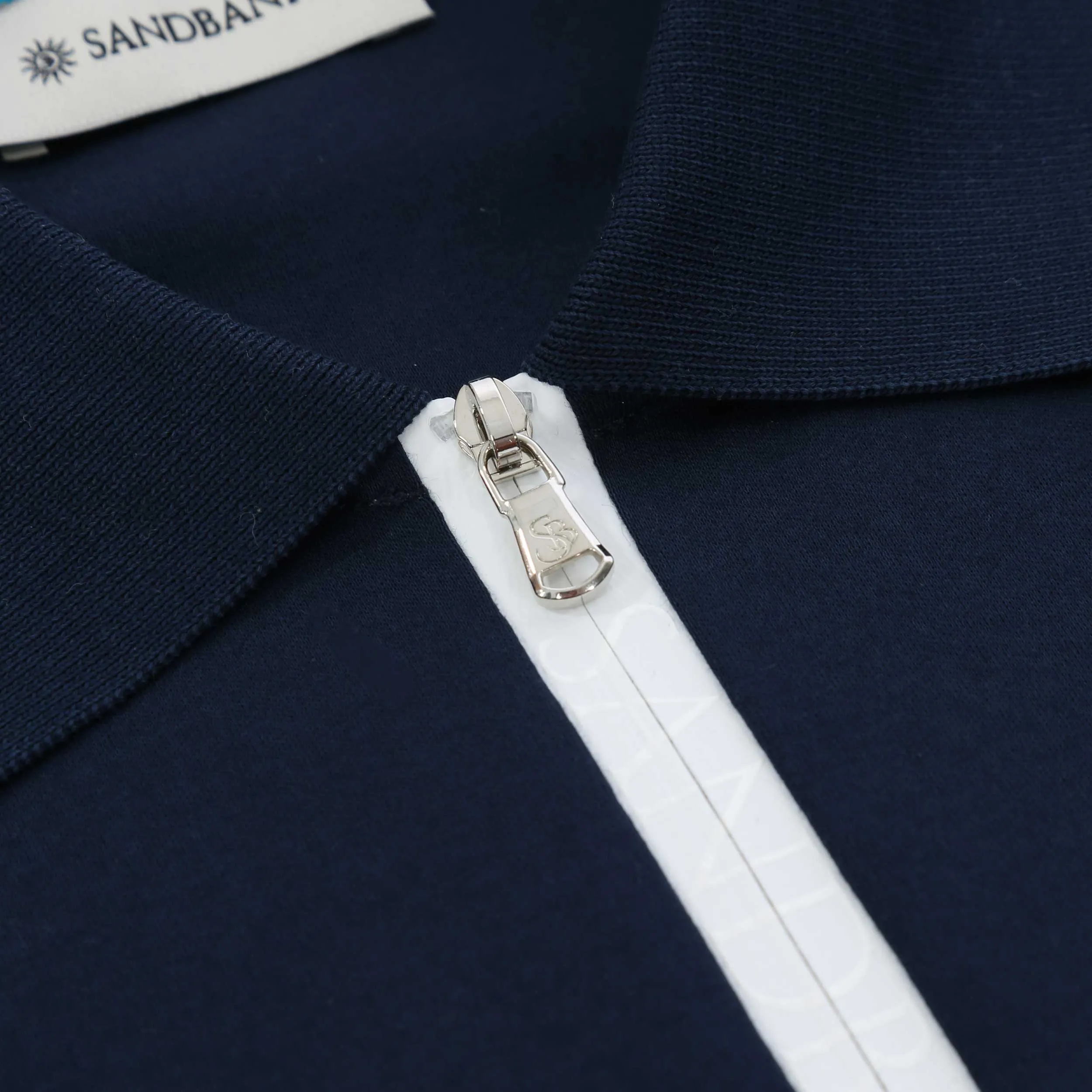 Sandbanks Silicone Zip Polo Shirt in Navy