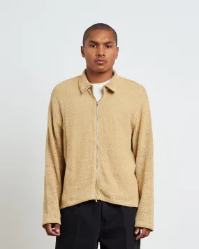 Shrunken Full Zip Polo in Beige