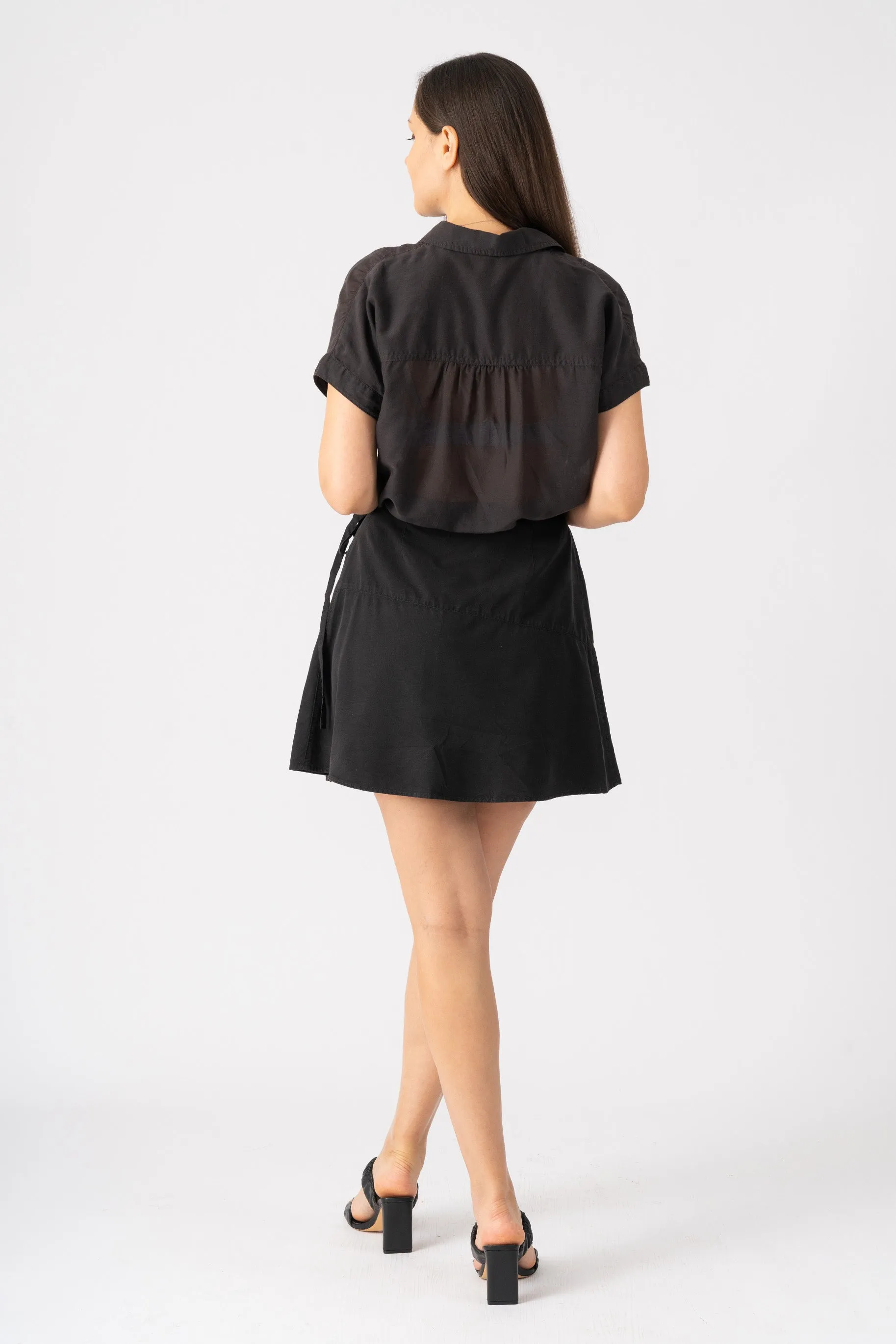 Silk mini skirt in Caviar