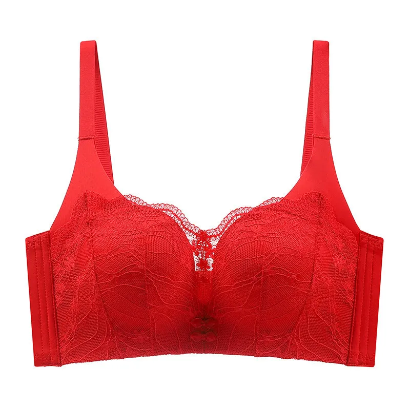 Small breast push-up bra, sexy lace push-up adjustable half-cup bra, no rims, side breasts collection, women's underwear