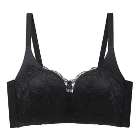 Small breast push-up bra, sexy lace push-up adjustable half-cup bra, no rims, side breasts collection, women's underwear