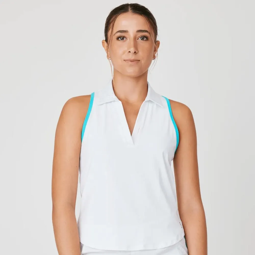 Sofibella Women's On the Dot Racerback Polo - White/Air