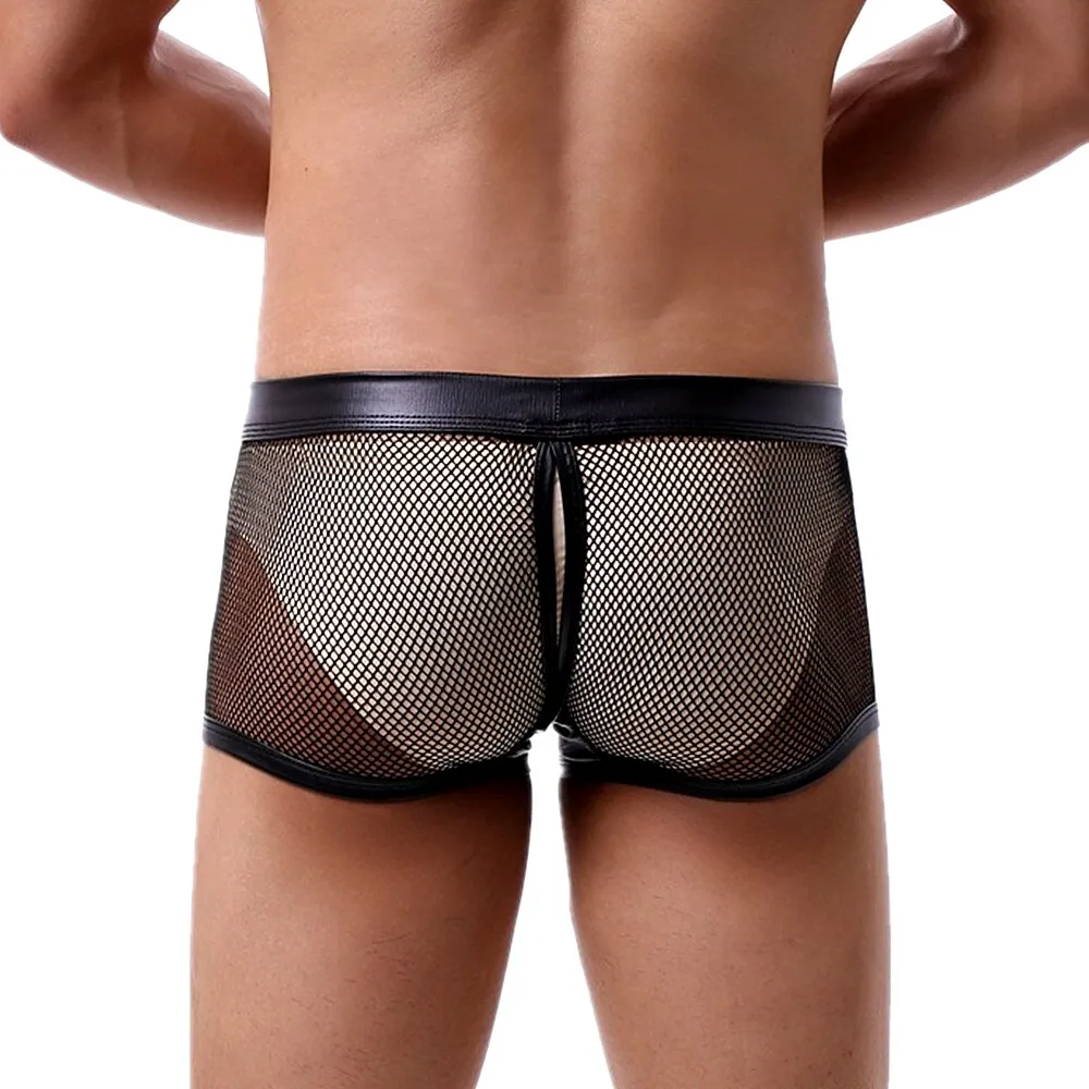 Solid Pouch See-Through Style Men Boxer