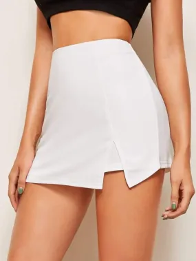 Split Hem Solid Skort