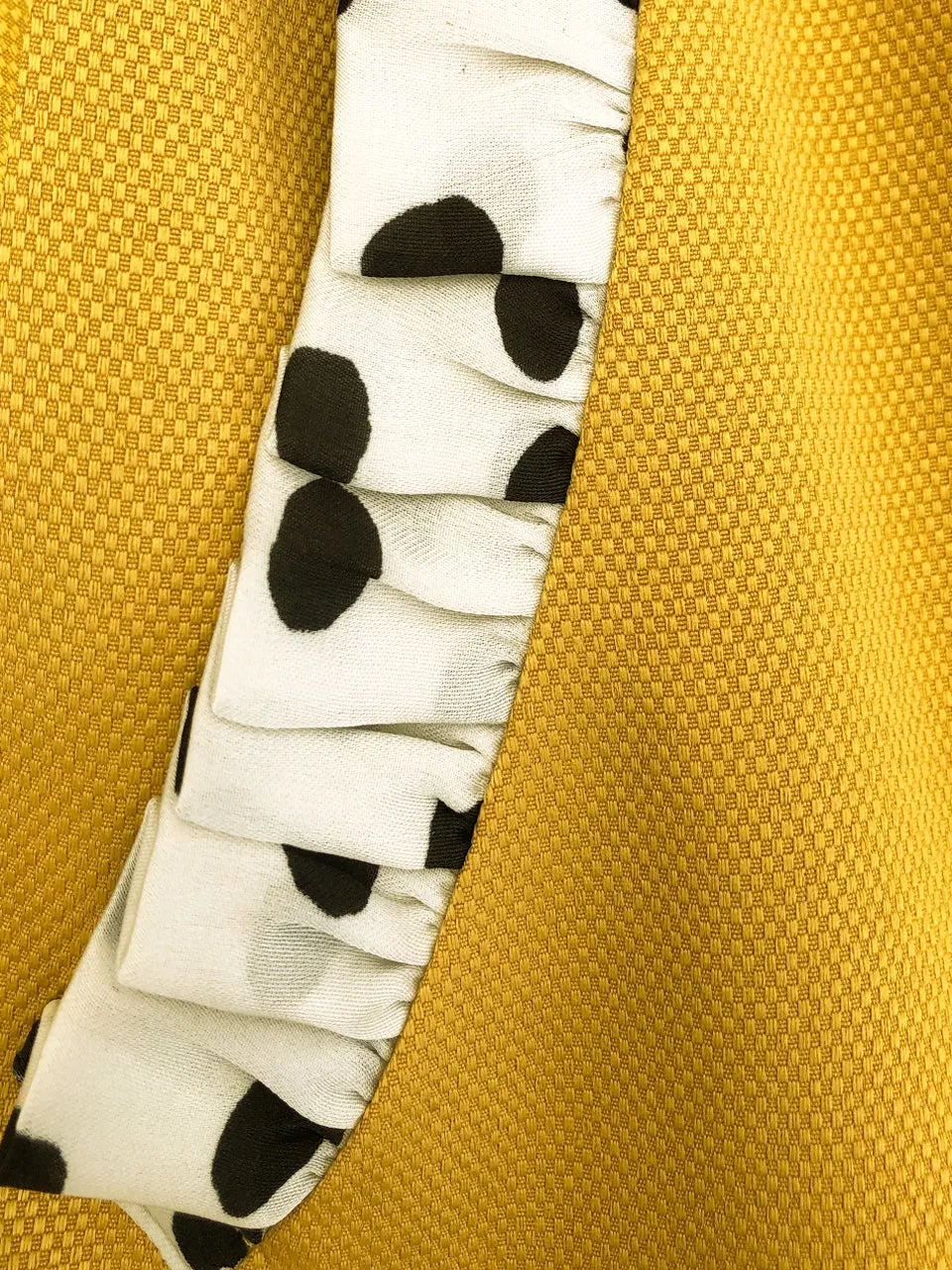 Surprise Sale! Yellow Scallop Detail Dotty Ruffle Pocket Pencil Skirt