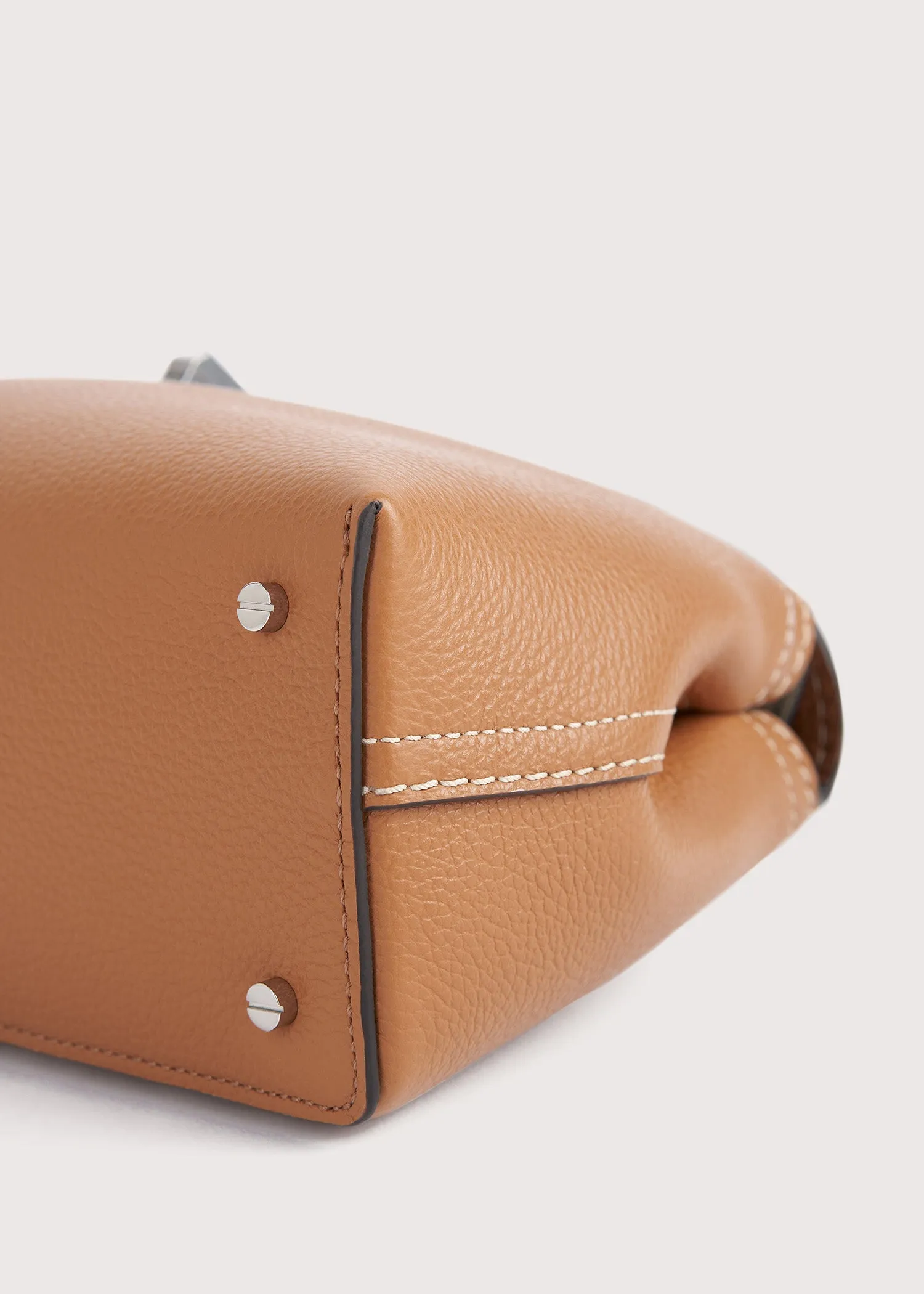 T-Lock grained-leather clutch tan