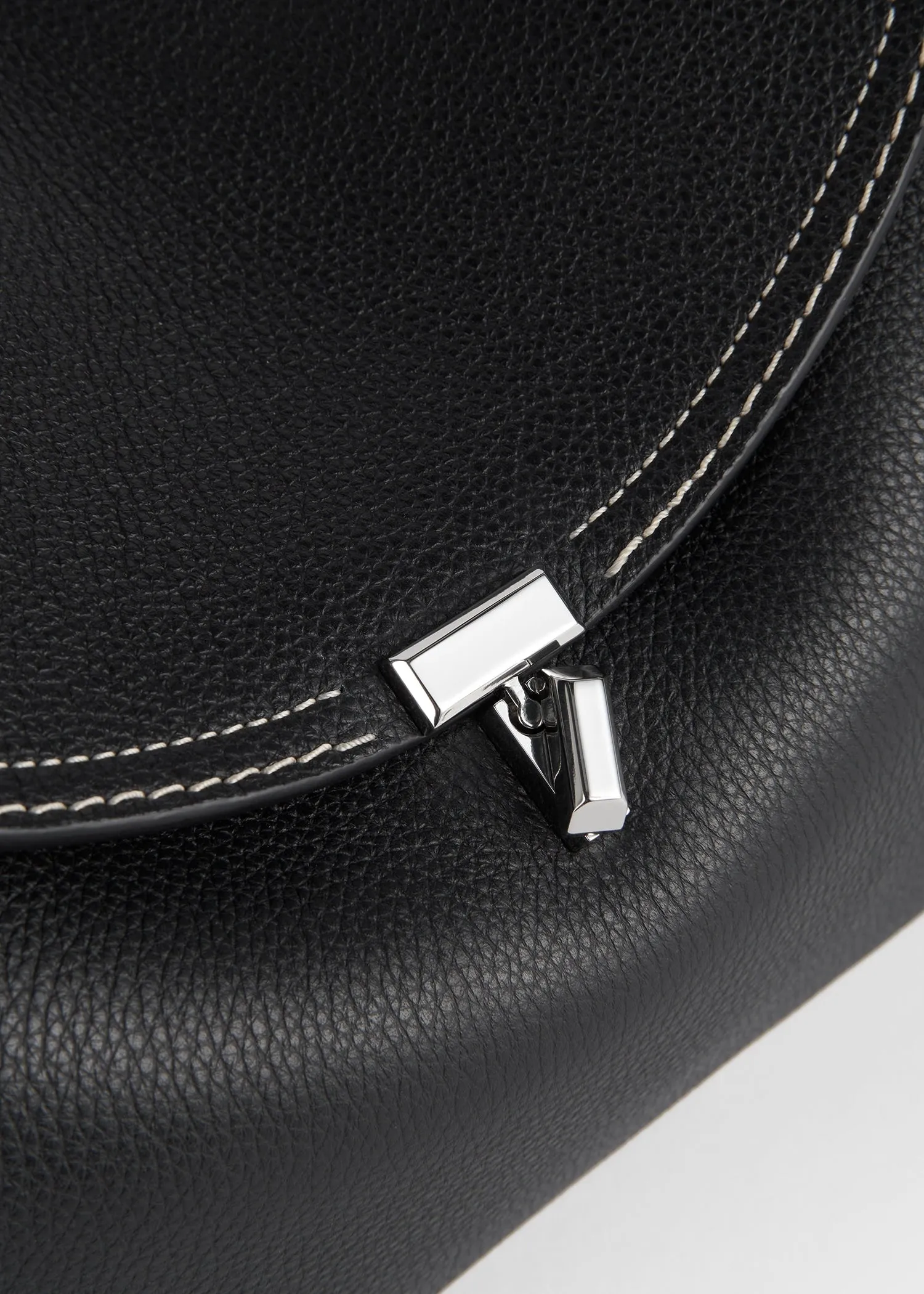 T-Lock grained-leather top handle black