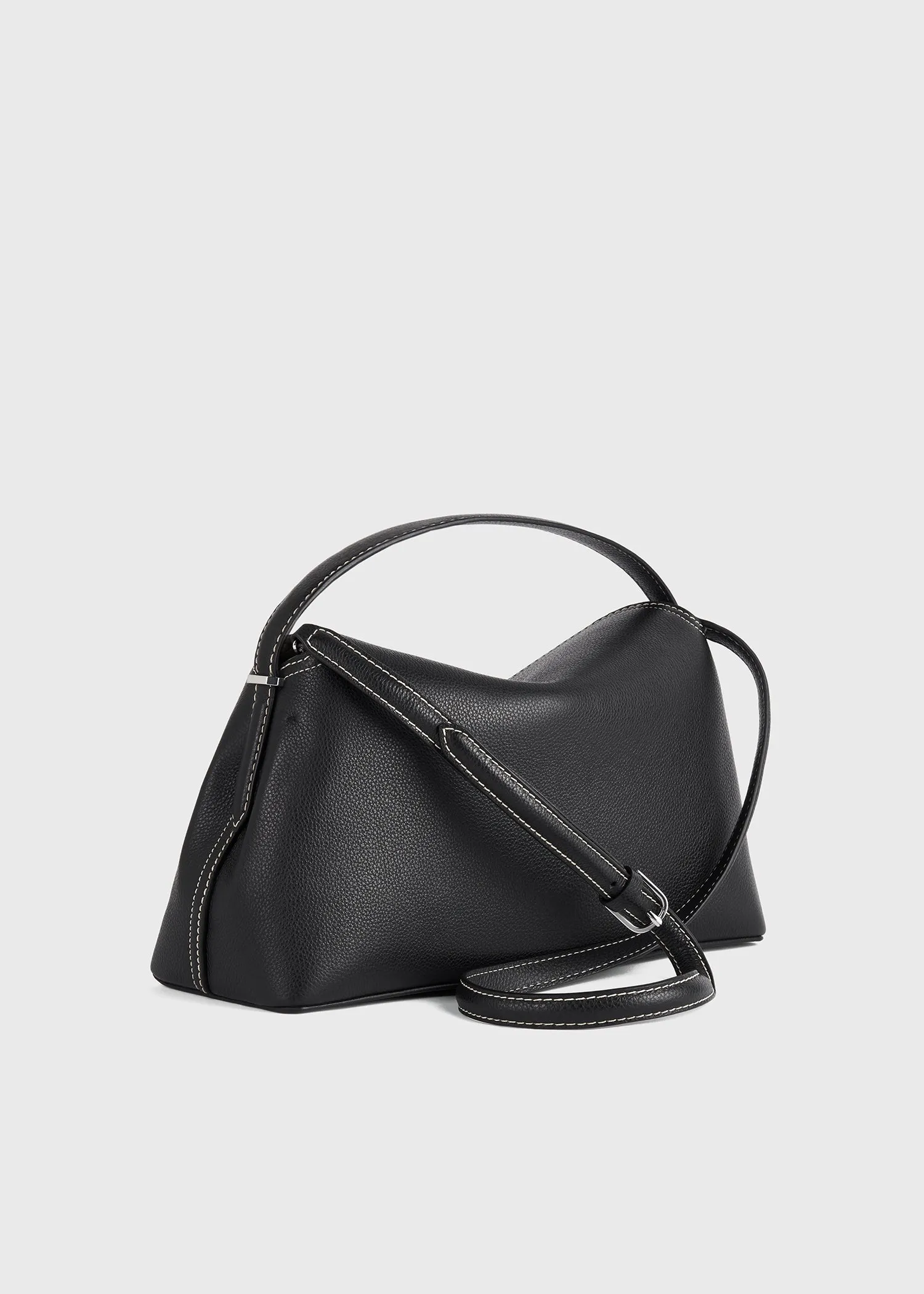 T-Lock grained-leather top handle black