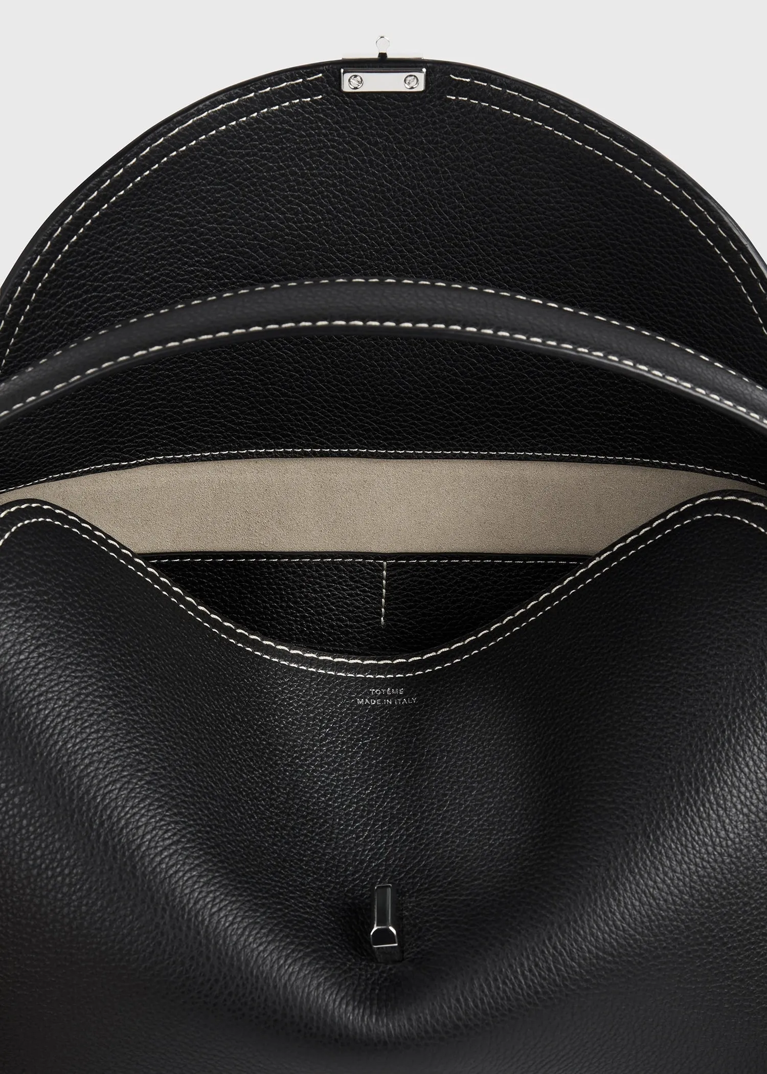 T-Lock grained-leather top handle black