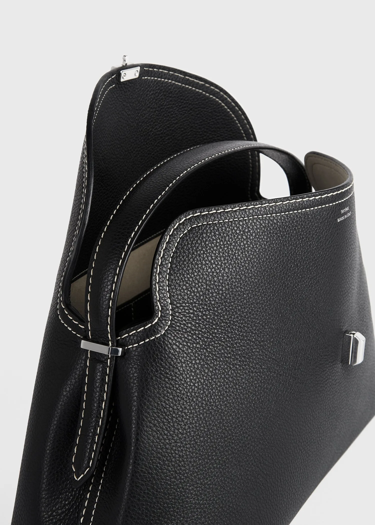 T-Lock grained-leather top handle black