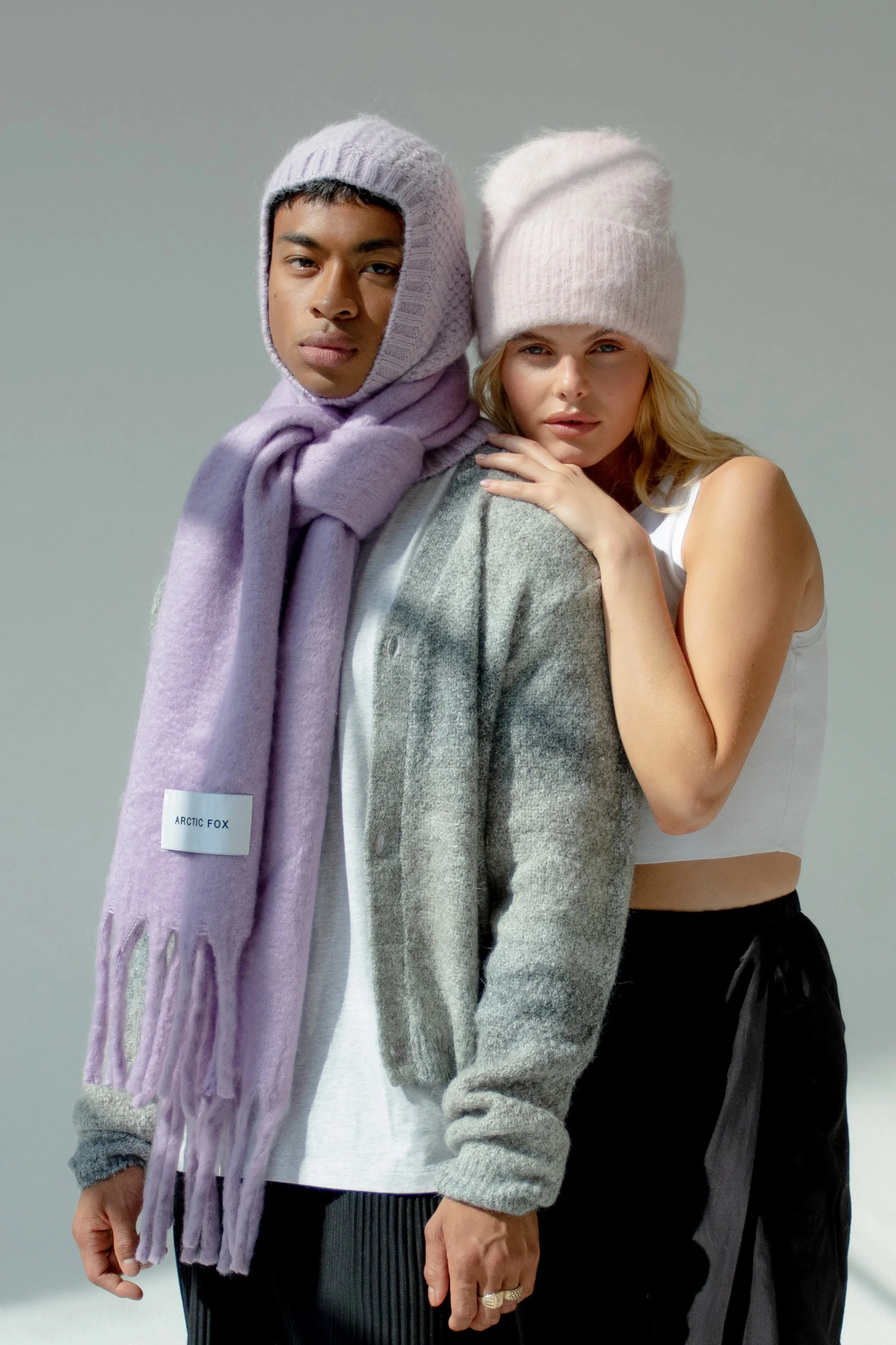 The Alpaca Balaclava Fitted Hood in Lilac