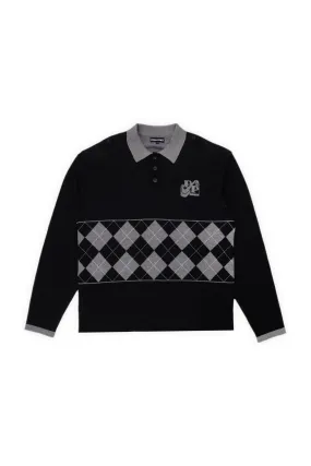 TILDE STAMP KNIT LS POLO (Black)