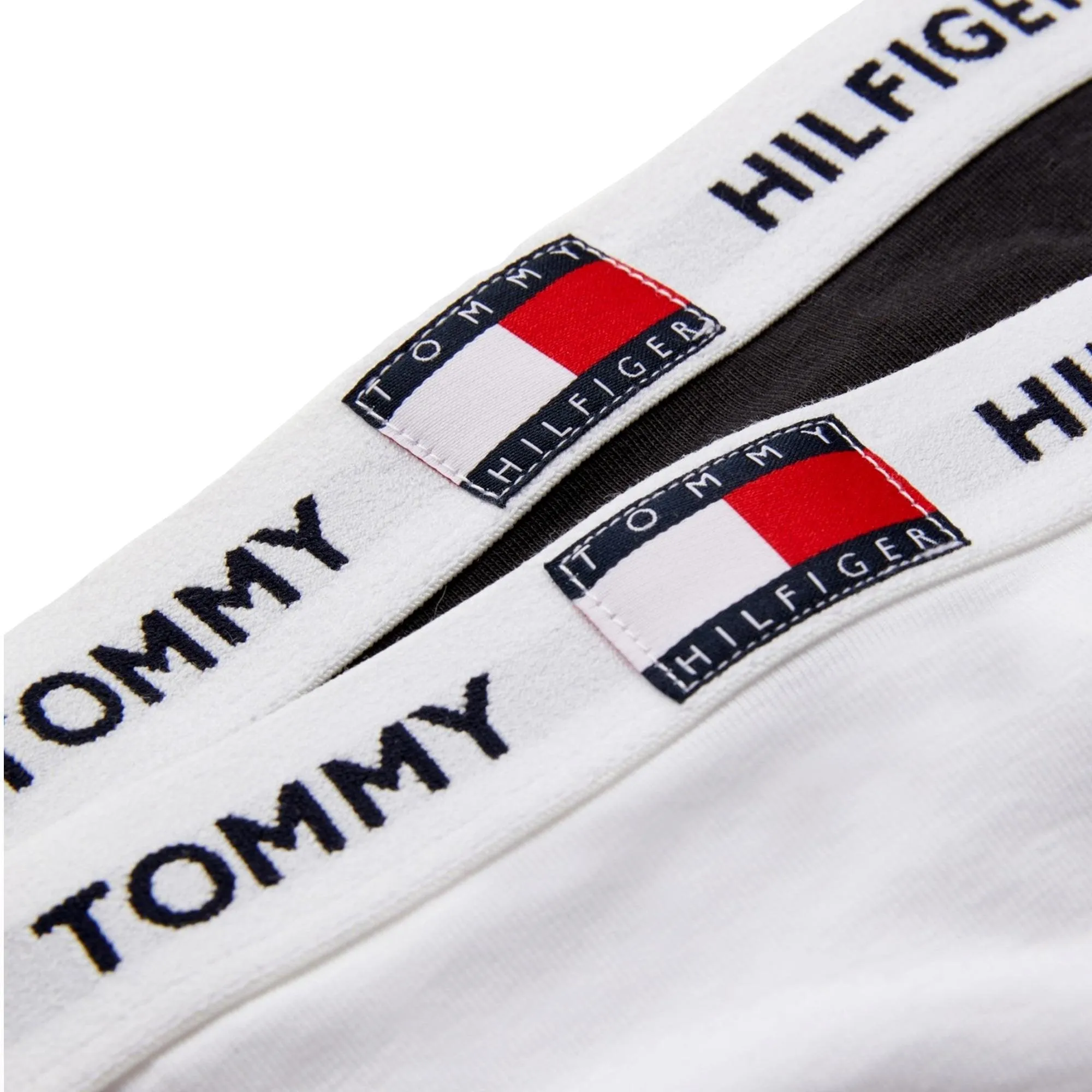 Tommy Hilfiger Girls 2 Pack Organic Cotton Repeat Logo Bikini - White/Black