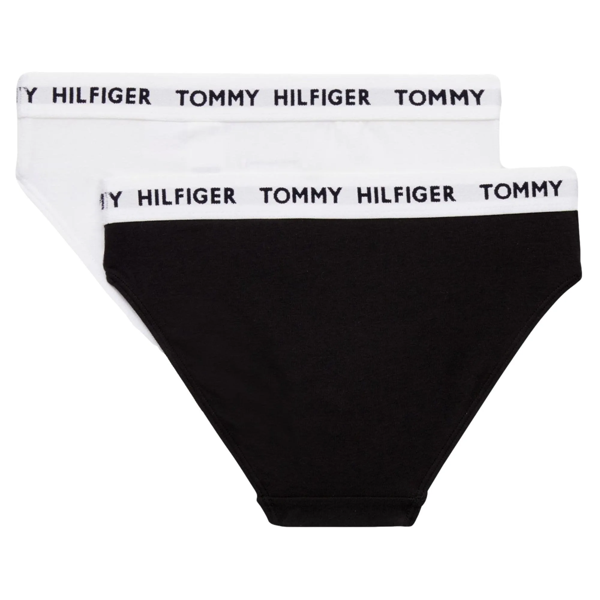 Tommy Hilfiger Girls 2 Pack Organic Cotton Repeat Logo Bikini - White/Black