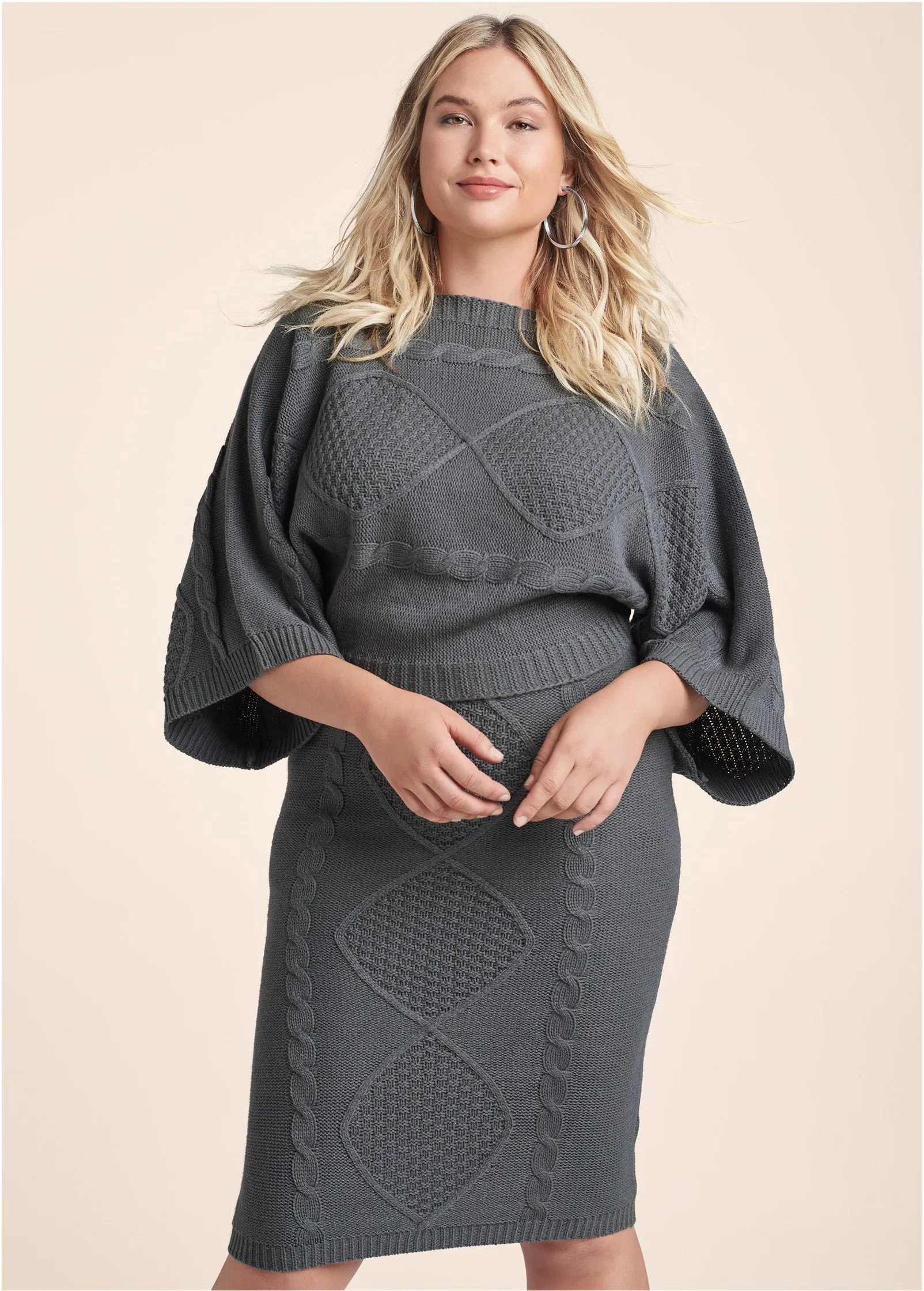 Two-Piece Sweater Dress - Dark Grey