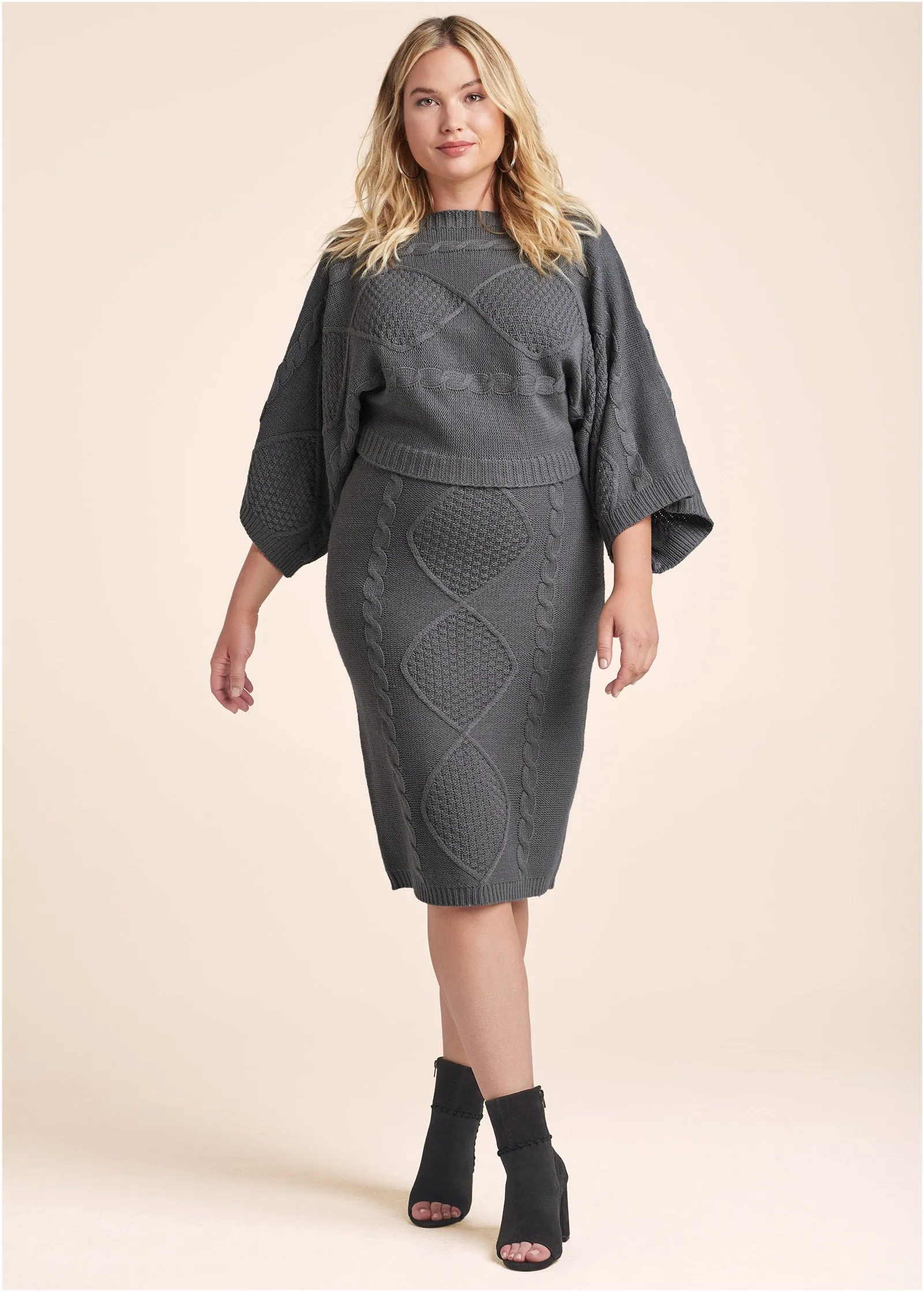 Two-Piece Sweater Dress - Dark Grey