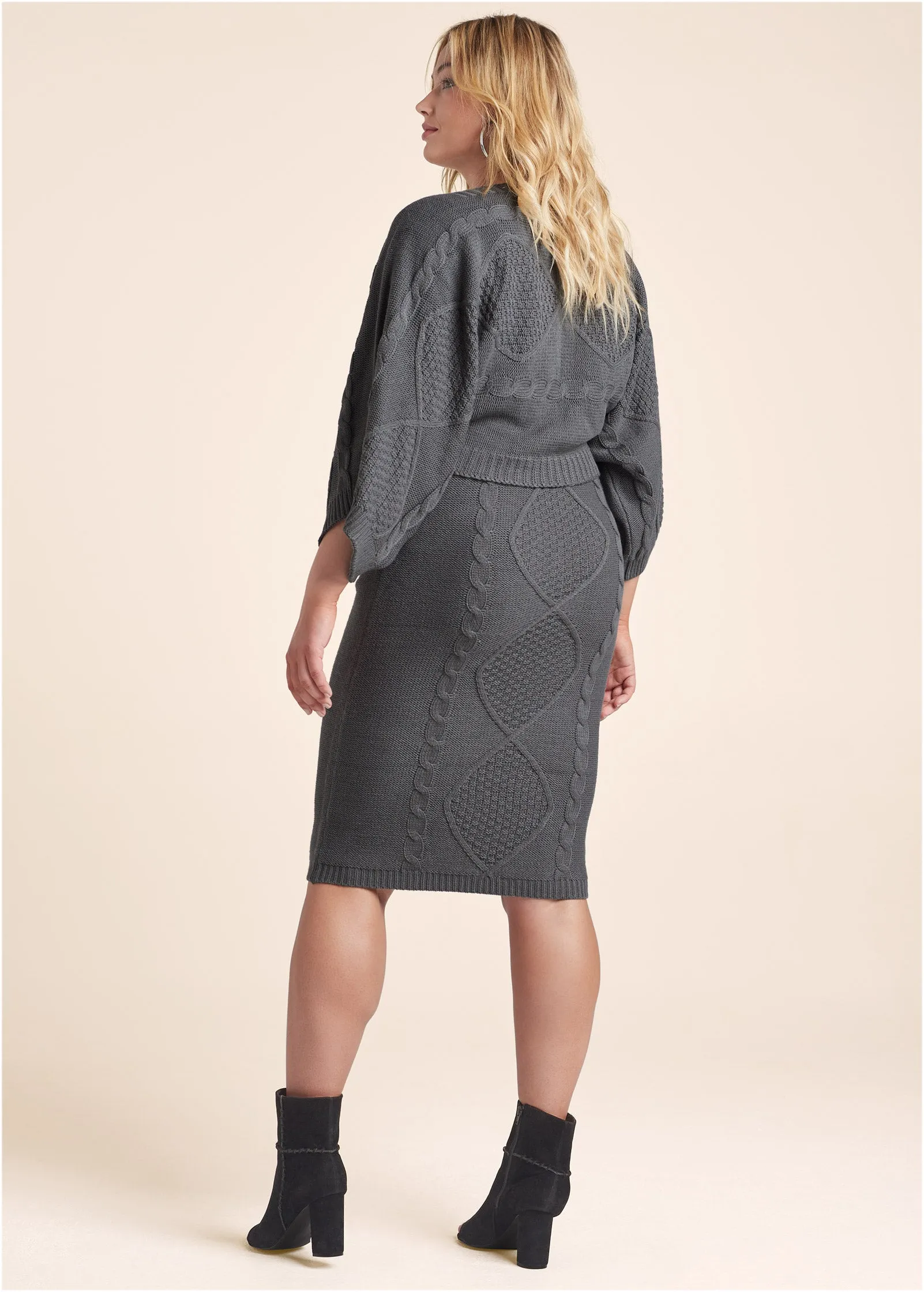 Two-Piece Sweater Dress - Dark Grey