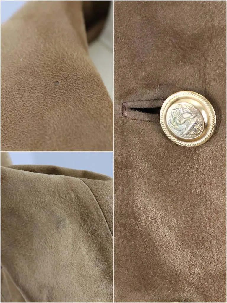 Vintage 1960s Brown Suede Coat with Gold Anchor Buttons