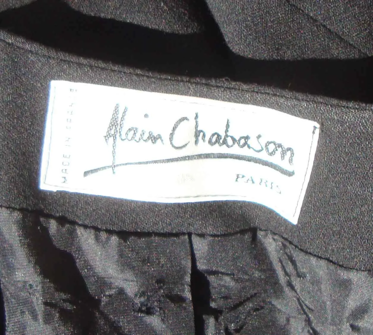 Vintage Alain Chabason Skirt Suit Black Wool & Velvet 2-Piece Set S