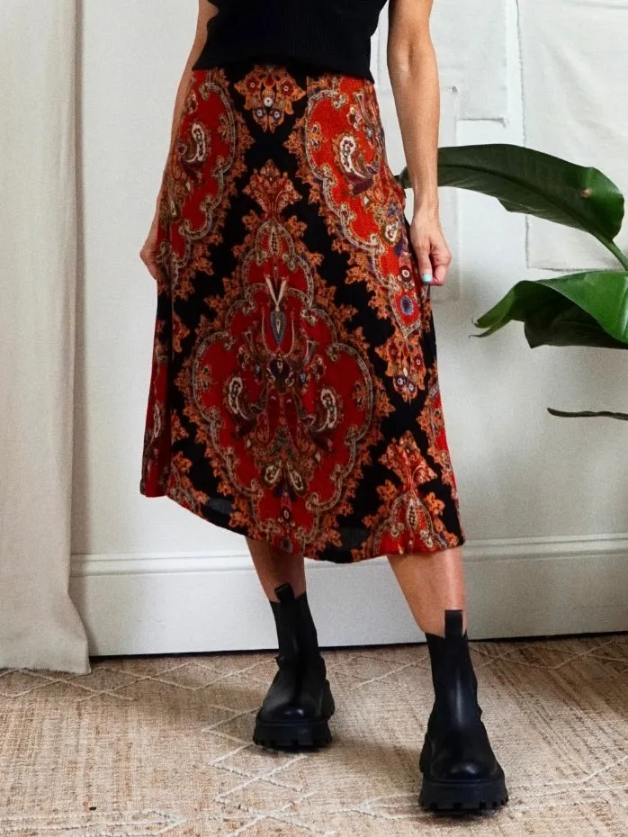 Vintage Terracotta Paisley Skirt