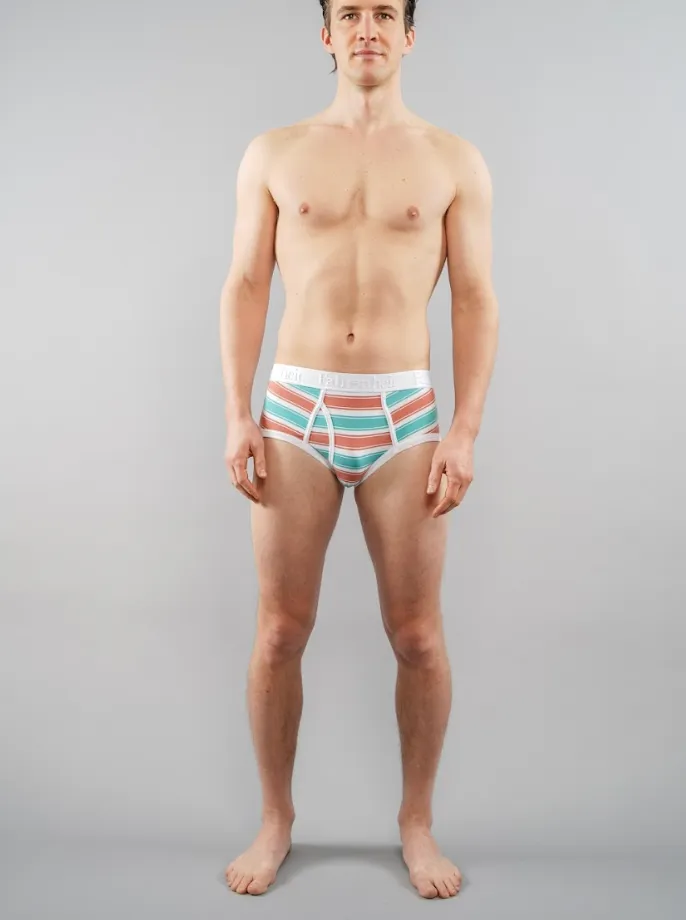 Wayne Brief | Coral & Green Stripe