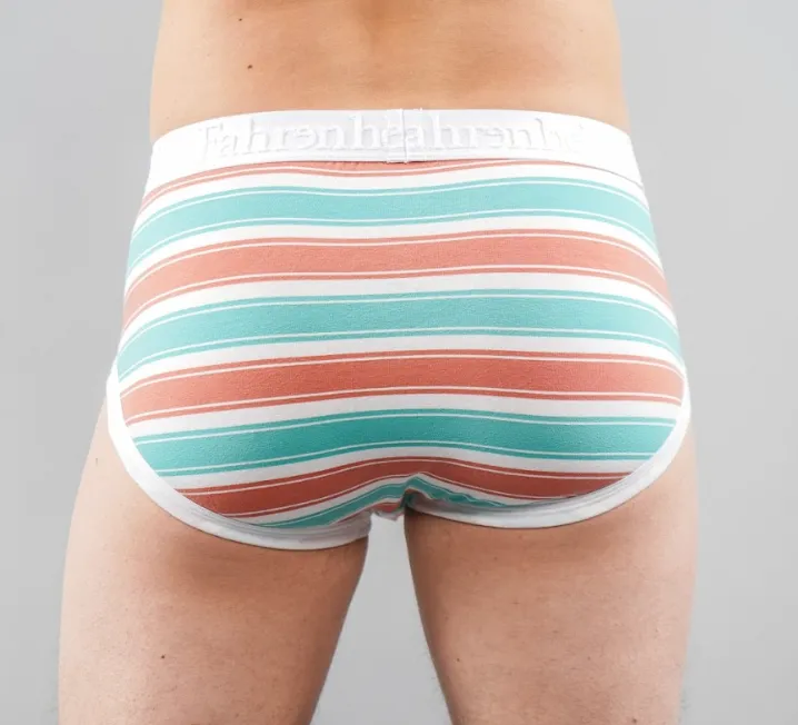 Wayne Brief | Coral & Green Stripe