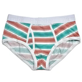 Wayne Brief | Coral & Green Stripe