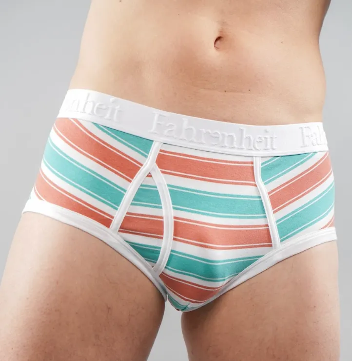 Wayne Brief | Coral & Green Stripe