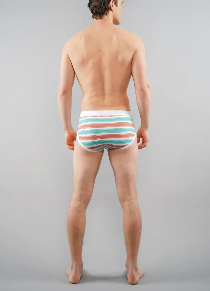 Wayne Brief | Coral & Green Stripe