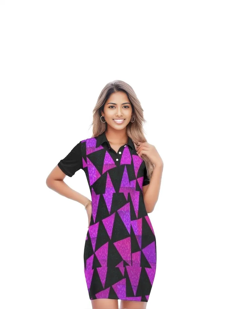 Women's Royal Tri Prism Polo Collar Dress