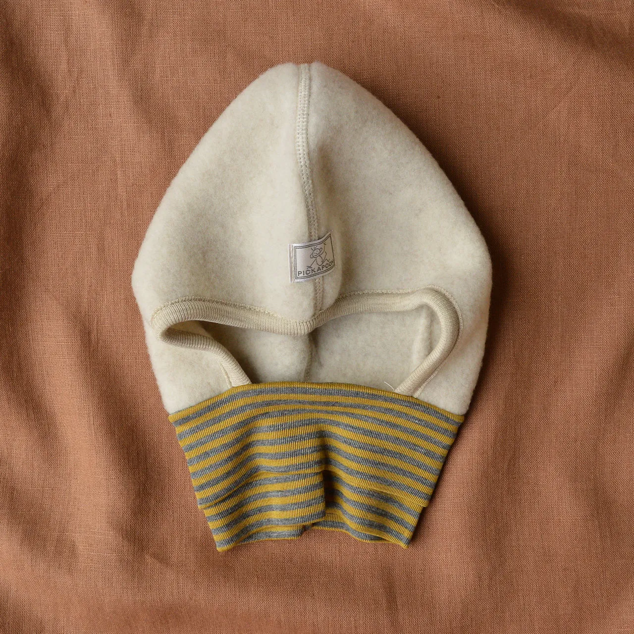 Wool Fleece Balaclava with Stripy Neck Warmer (3m-6y )