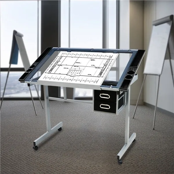 Yaheetech Adjustable Glass Drafting Table for Artist Painters Home Office