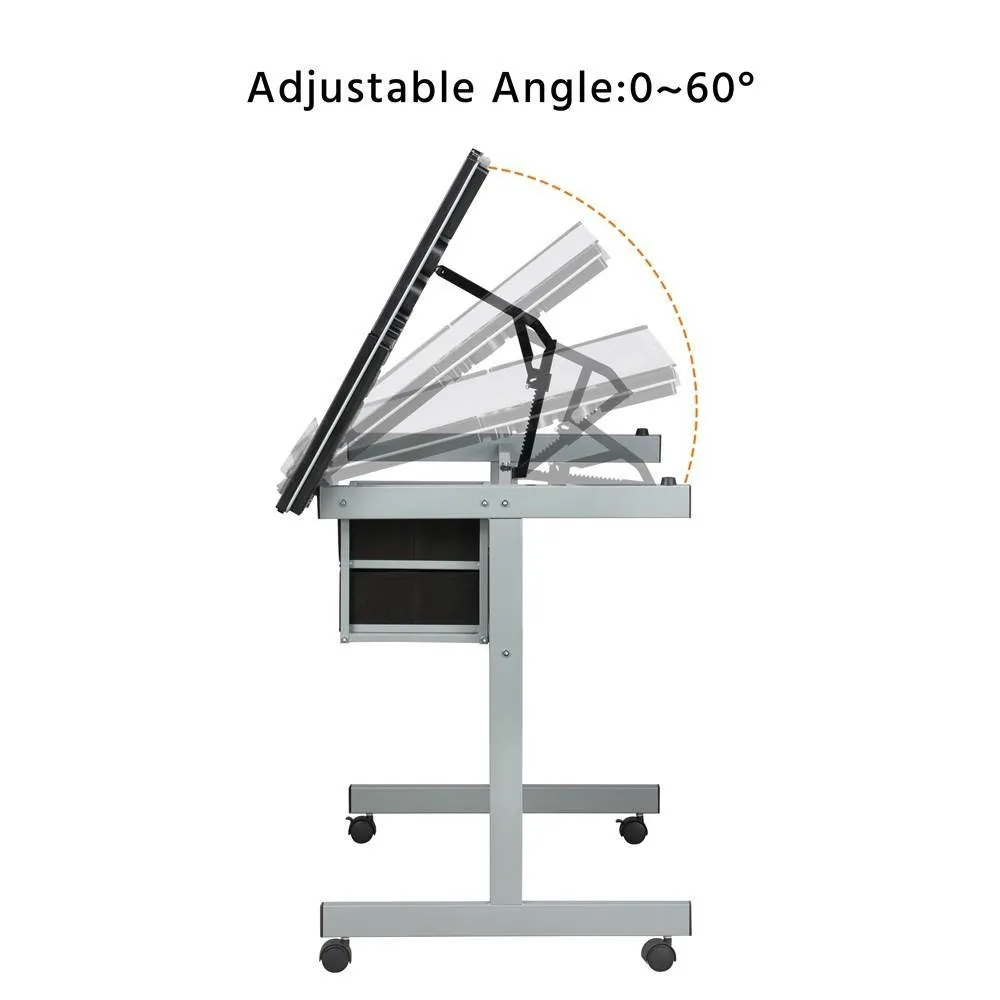 Yaheetech Adjustable Glass Drafting Table for Artist Painters Home Office