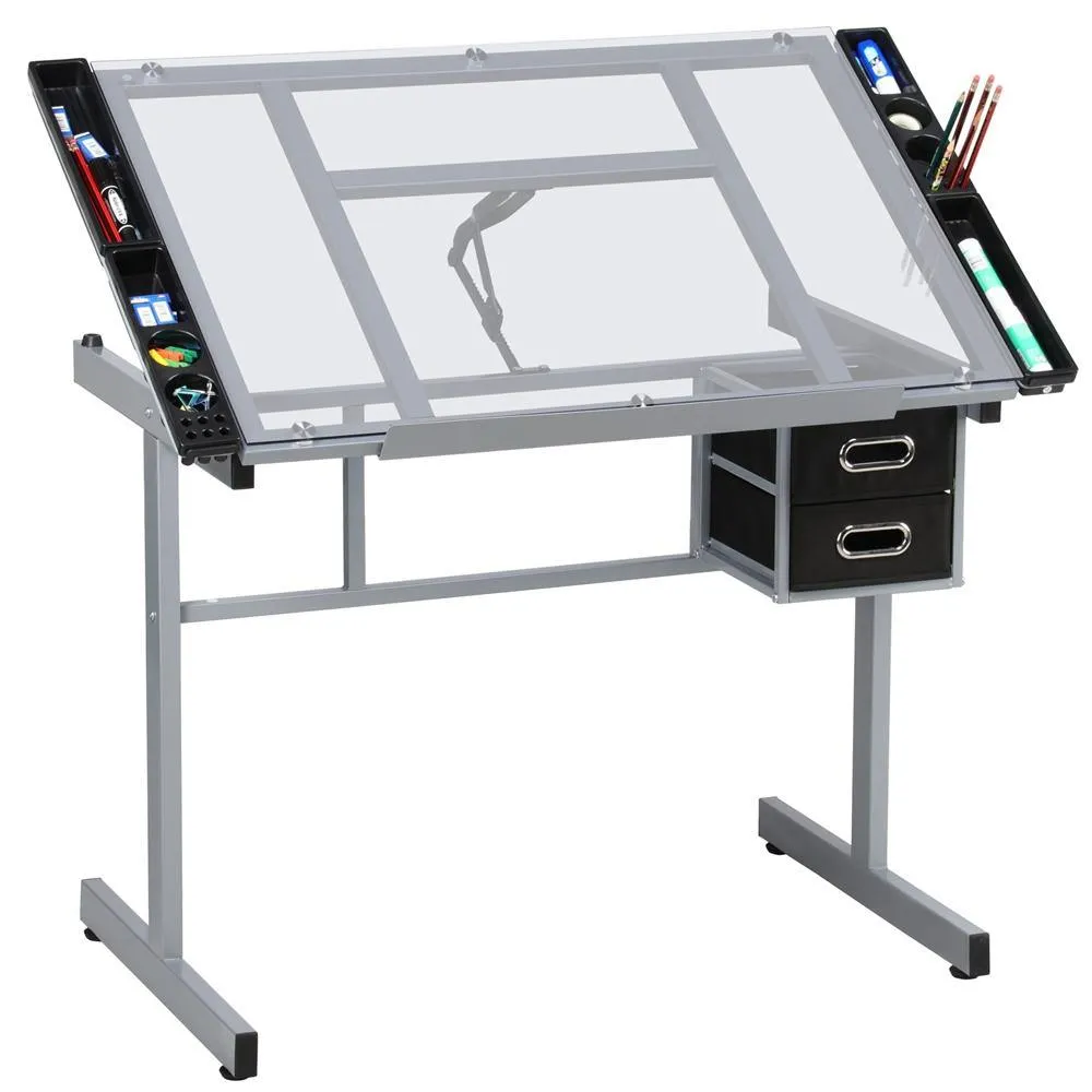 Yaheetech Adjustable Glass Drafting Table for Artist Painters Home Office